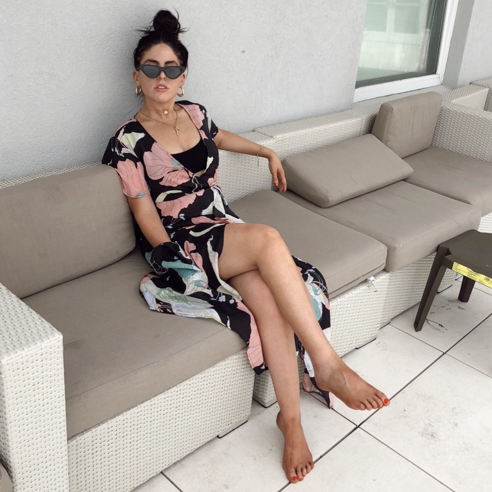 NASTY GAL Floral Maxi Wrap Dress